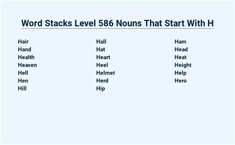 Word Stacks Level 586: Nouns that start with 'a' answers .